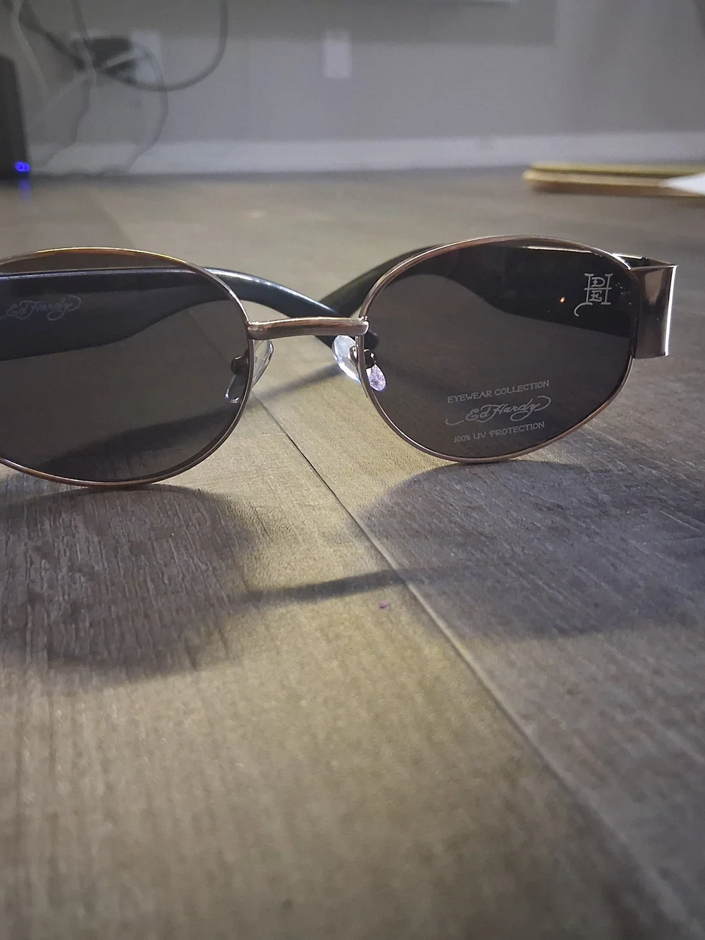 Ed Hardy Black Sunglasses with Multicolor Dragon Accent